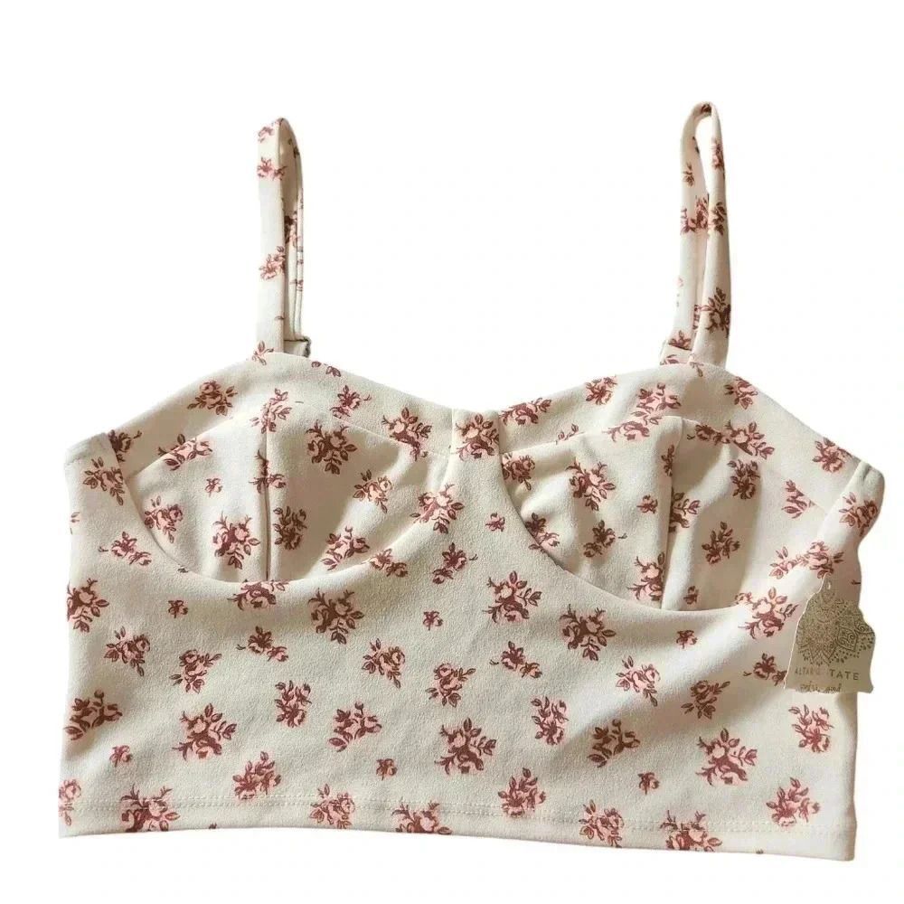 Altar'd State ladies crop corset coquette girl style floral top size L nwt